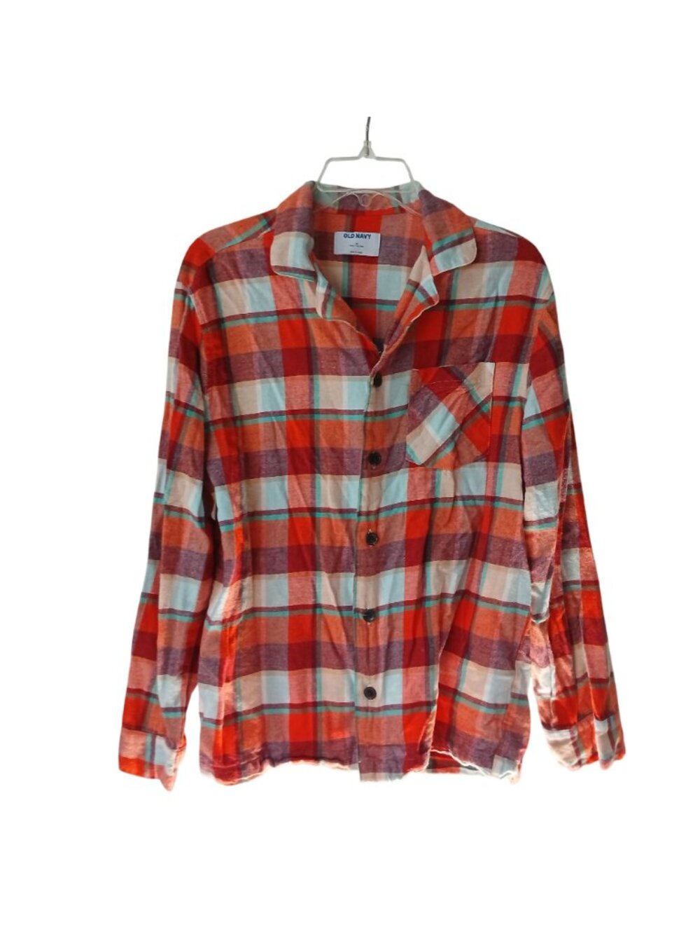 Old Navy Mens Medium Plaid Flannel Pajama Set Long Sleeve Pockets #H-24 - Picture 14 of 15